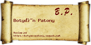 Botyán Patony névjegykártya
